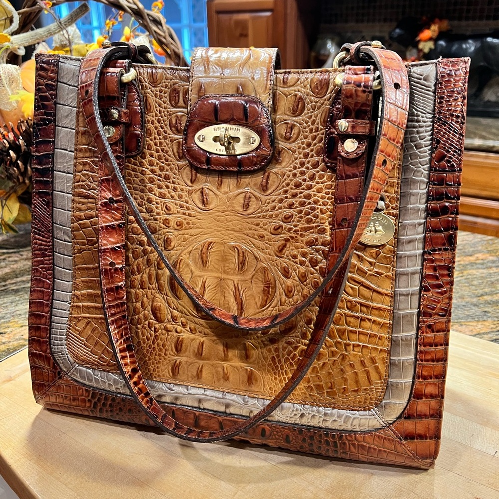 Brahmin Tri Color Satchel Tote